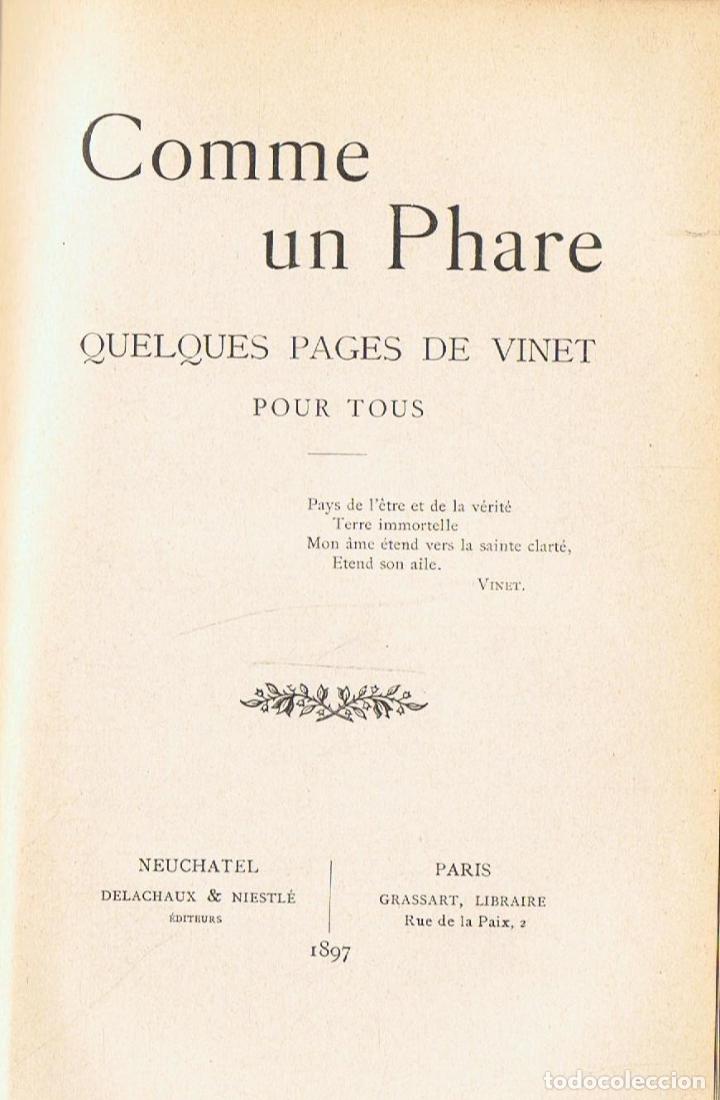 Libros: COMME UN PHARE QUELQUES PAGES DE VINET POUR TOUS - An&oacute;nimo - Foto 1
