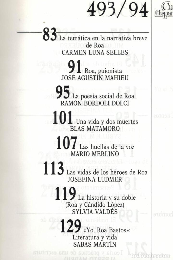 Libros: CUADERNOS HISPANOAMERICANOS N&ordm; 493/94. HOMENAJE A ROA BASTOS - AA.VV - Foto 4