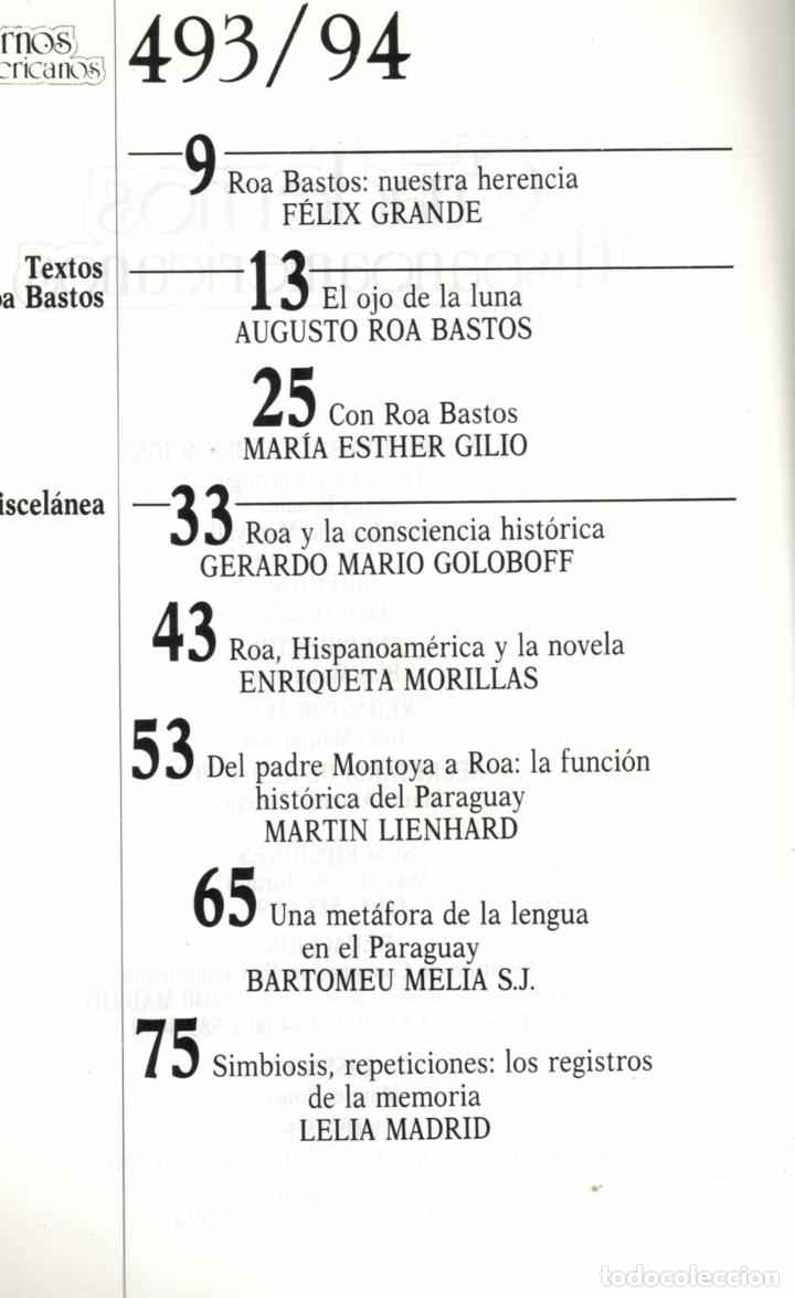 Libros: CUADERNOS HISPANOAMERICANOS N&ordm; 493/94. HOMENAJE A ROA BASTOS - AA.VV - Foto 1