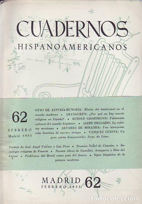 Libros: CUADERNOS HISPANOAMERICANOS N&ordm; 62. VARIOS AUTORES - AA.VV - Foto 1