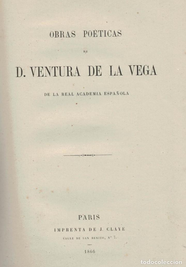 Libros: OBRAS PO&Eacute;TICAS - La Vega.  Ventura de, - Foto 1