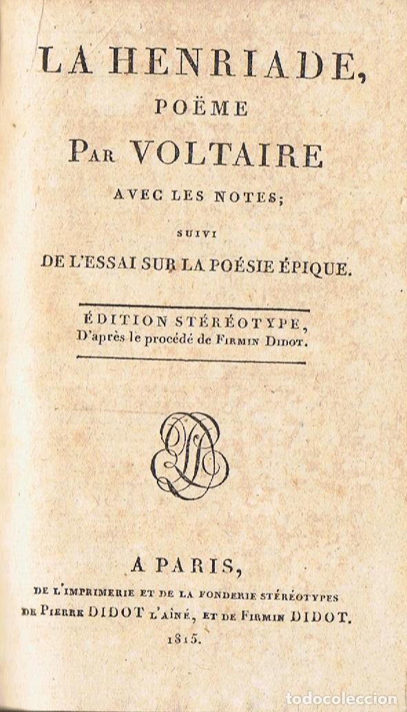 Libros: LA HENRIADE, PO&Euml;ME. - Voltaire. - Foto 1