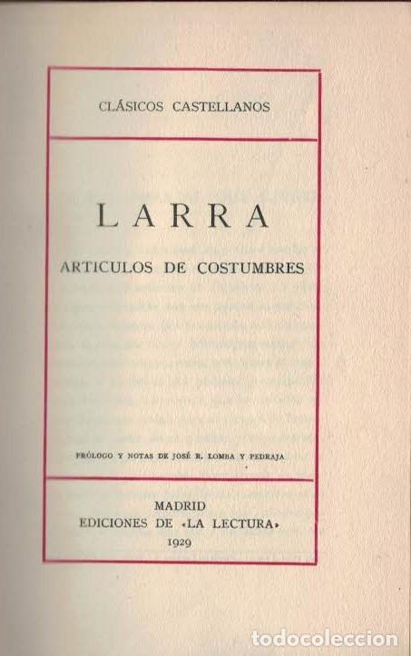 Libros: ART&Iacute;CULOS DE COSTUMBRES - Larra. - Foto 1