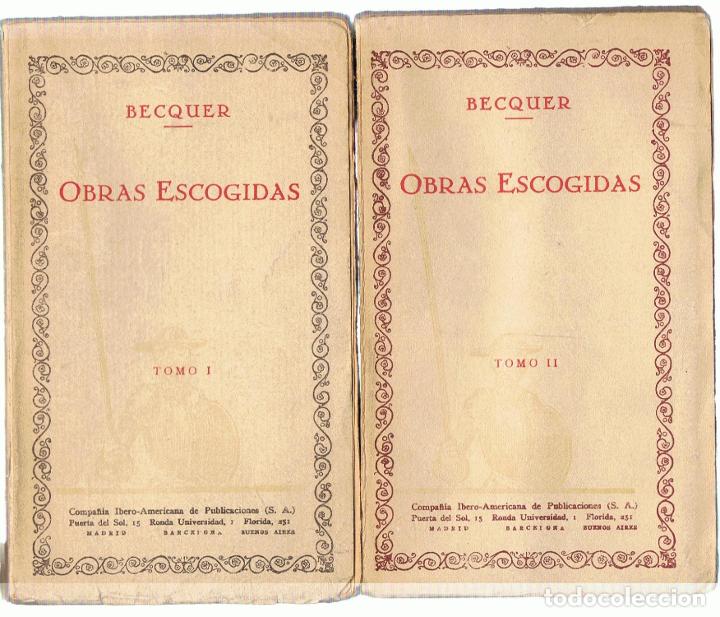 Libros: OBRAS ESCOGIDAS. 2 Tomos. - B&eacute;cquer.  Gustavo Adolfo, (1836-1870). - Foto 1