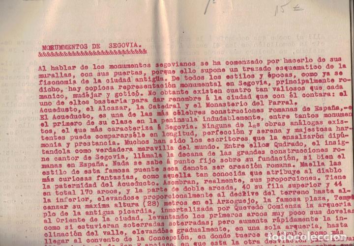 Libros: MONUMENTOS DE SEGOVIA. - An&oacute;nimo. Mecanuscrito - Foto 1