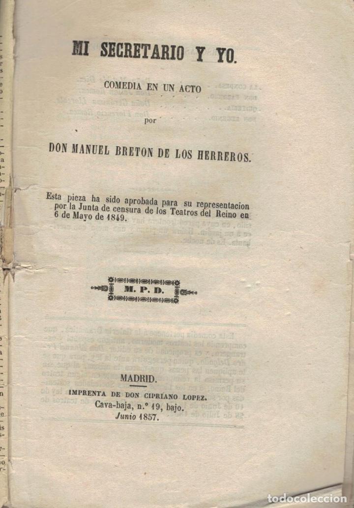 Libros: MI SECRETARIA Y YO. - Breton De Los Herreros, Manuel. - Foto 1