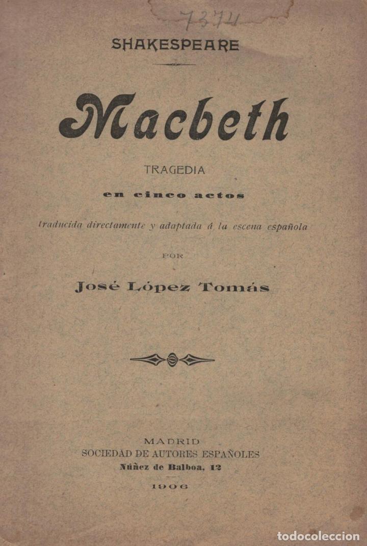 Libros: MACBETH. Tragedia en cinco Actos - Shakespeare - Foto 1
