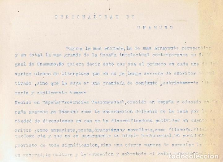 Libros: PERSONALIDAD DE UNAMUNO. - An&oacute;nimo. Mecanoescrito. - Foto 1