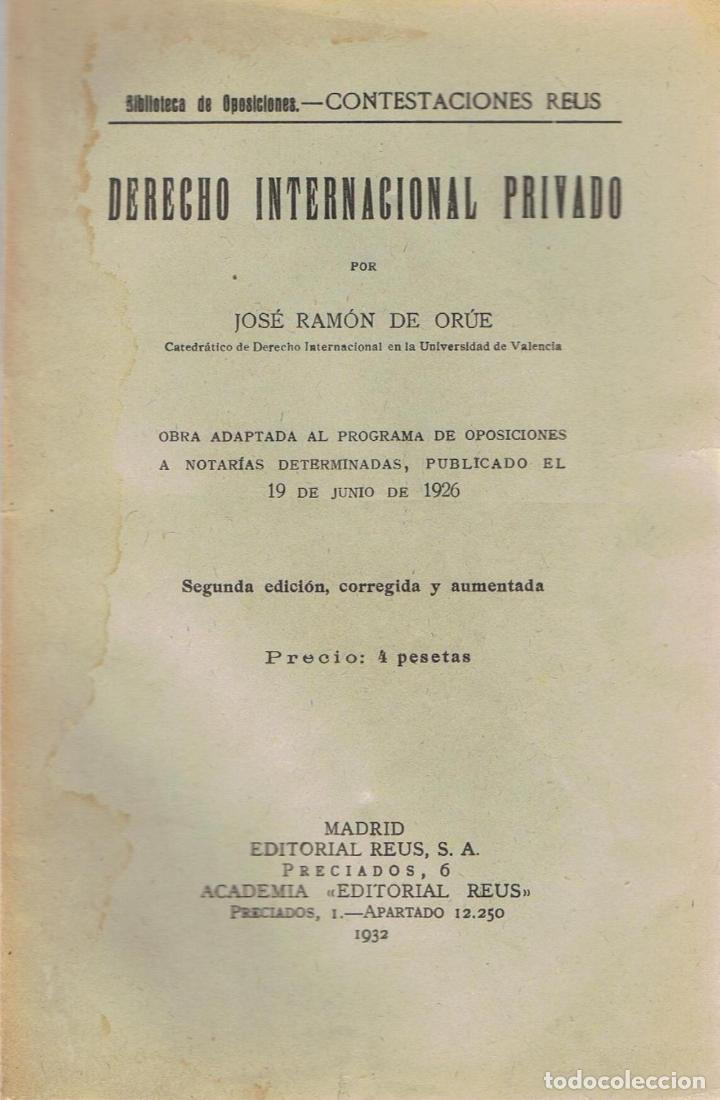 Libros: DERECHO INTERNACIONAL PRIVADO. Obra adaptada al programa de oposiciones a notar&iacute;as Determinadas - Or - Foto 1
