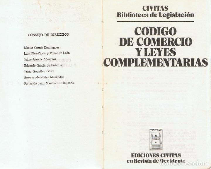 Libros: C&Oacute;DIGO DE COMERCIO Y LEYES COMPLEMENTARIAS - Bibl. de Legislaci&oacute;n - Foto 1