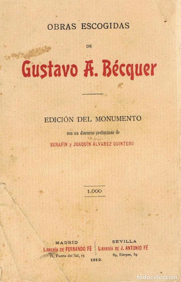 Libros: OBRAS ESCOGIDAS - B&eacute;cquer.  Gustavo Adolfo - Foto 1