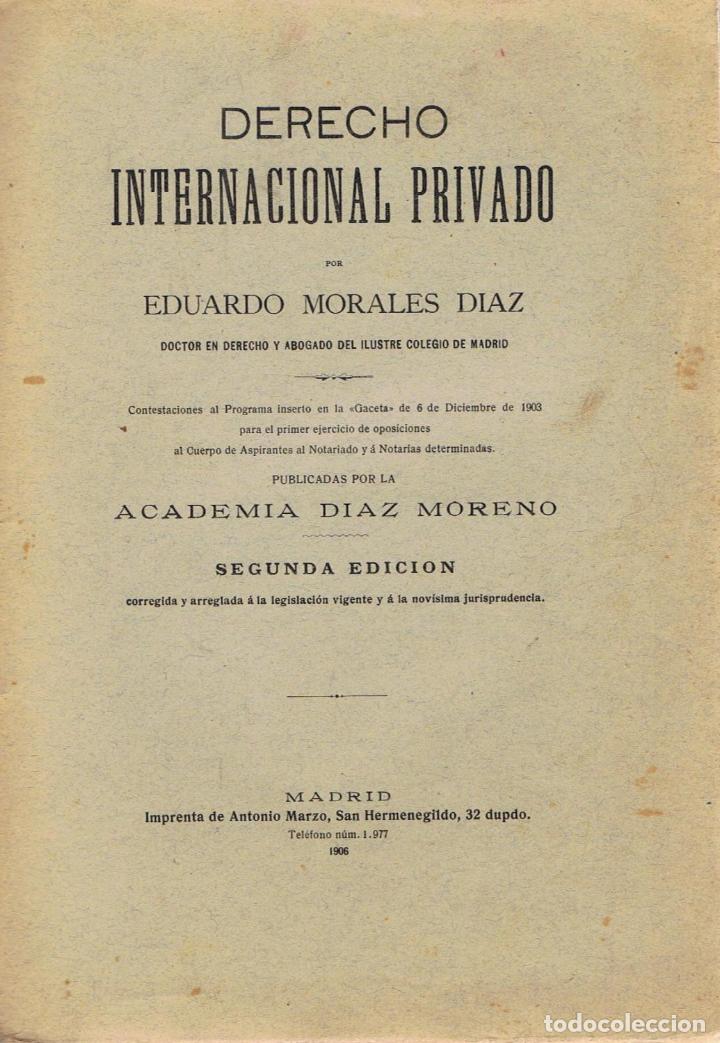 Libros: DERECHO INTERNACIONAL PRIVADO - Morales D&iacute;az.  Eduardo - Foto 1