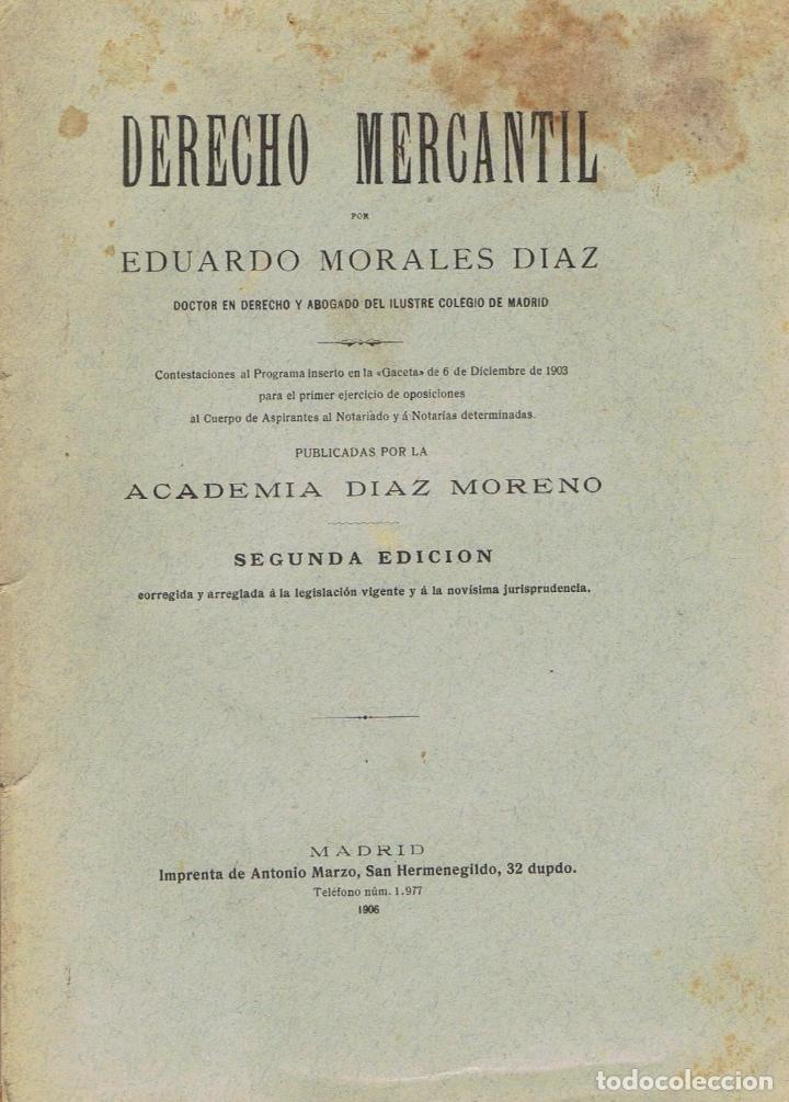 Libros: DERECHO MERCANTIL - Morales D&iacute;az.  Eduardo - Foto 1