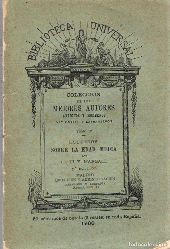 Libros: ESTUDIOS SOBRE LA EDAD MEDIA - Pi y Margall.  F., - Foto 1