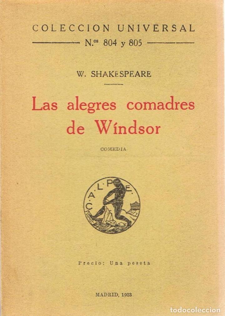 Libros: LAS ALEGRES COMADRES DE W&Iacute;NDSOR - Shakespeare.  W - Foto 1