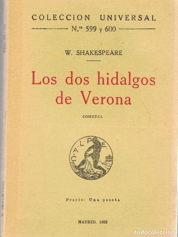 Libros: LOS DOS HIDALGOS DE VERONA - Shakespeare.  W - Foto 1