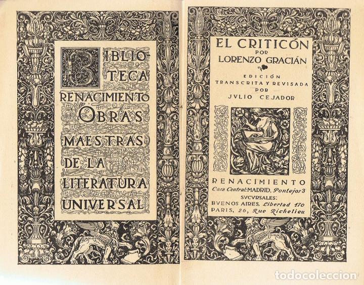 Libros: EL CRITIC&Oacute;N - Graci&aacute;n. Lorenzo - Foto 1
