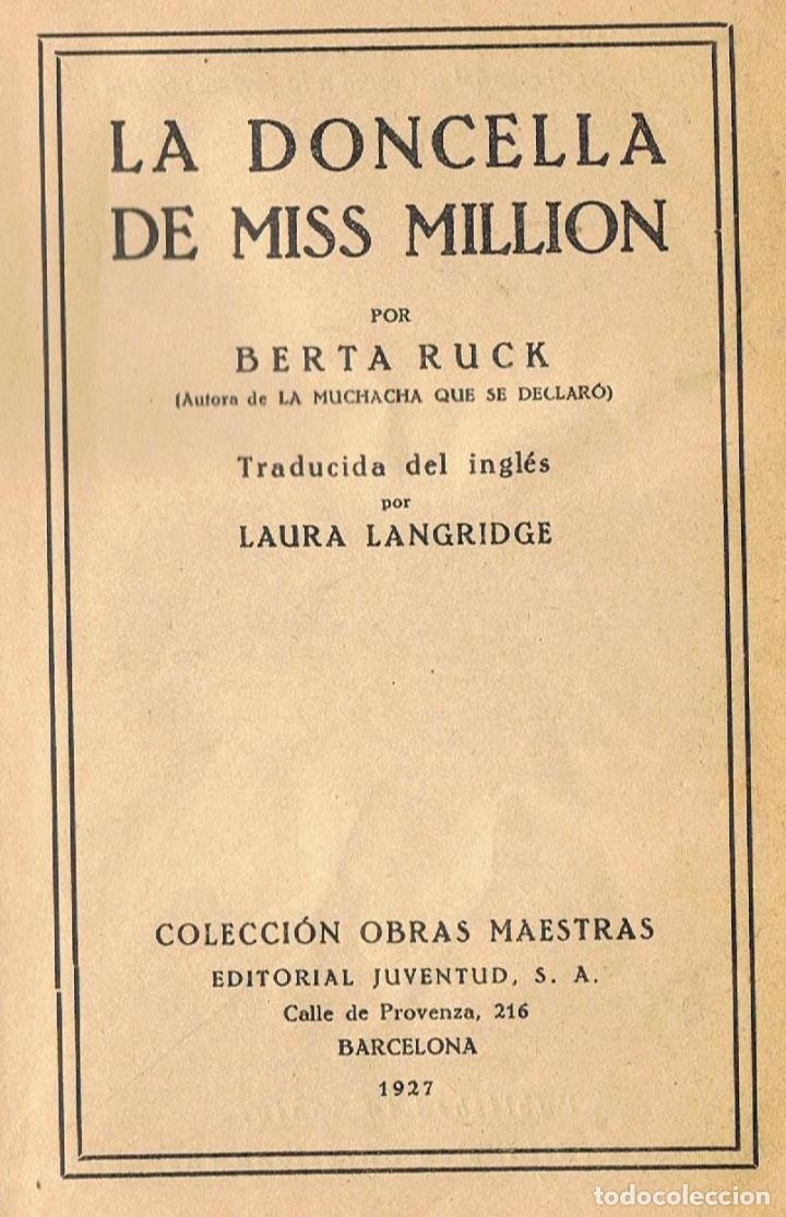 Libros: LA DONCELLA DE MISS MILLION - Ruck.  Berta - Foto 1