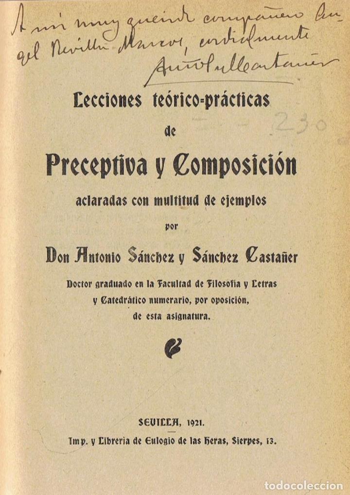 Libros: LECCIONES TE&Oacute;RICO-PR&Aacute;CTICAS DE PRECEPTIVA Y COMPOSICI&Oacute;N - S&aacute;nchez y S&aacute;nchez Casta&ntilde;er.  Antonio - Foto 1