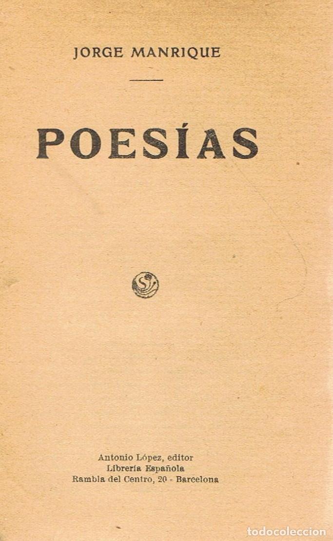 Libros: POES&Iacute;AS. - Manrique.  Jorge - Foto 1
