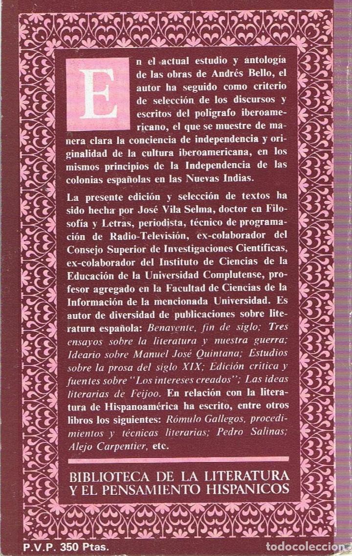 Libros: ANTOLOG&Iacute;A DE DISCURSOS Y ESCRITOS - Bello.  Andr&eacute;s - Foto 2