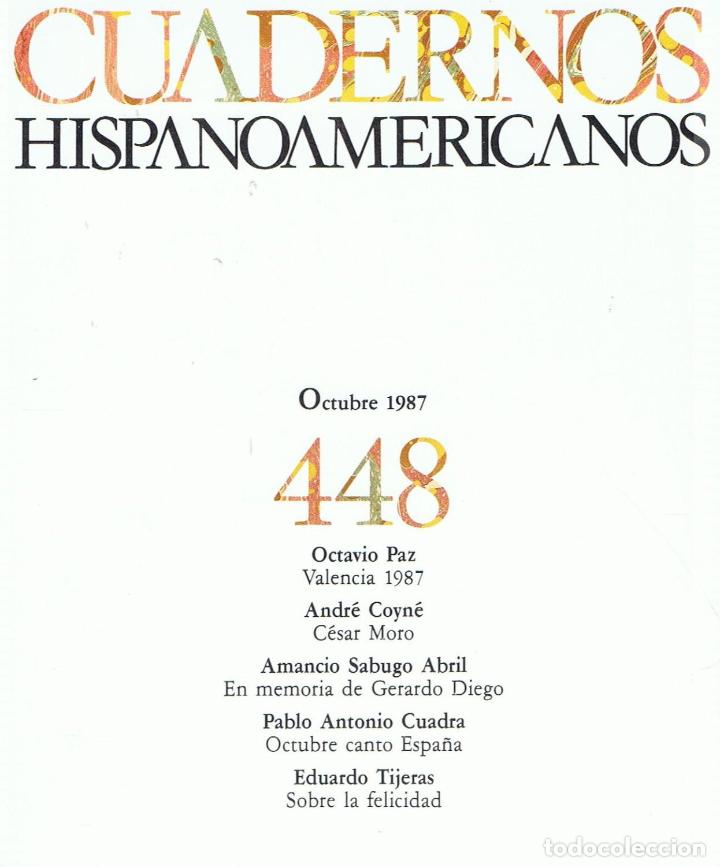 Libros: OCTUBRE 1987. N&ordm; 448 - Cuadernos Hispanoamericanos - Foto 1