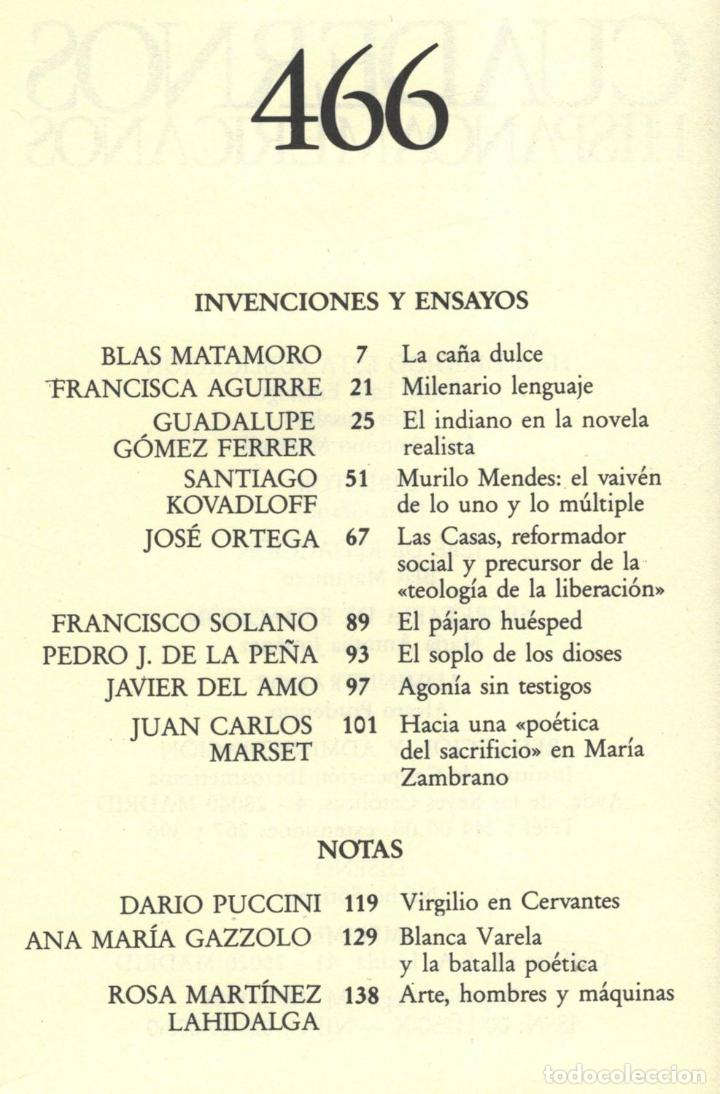 Libros: ABRIL 1989. N&ordm; 466 - Cuadernos Hispanoamericanos - Foto 1