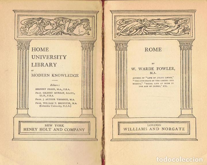 Libros: ROME - Warde Fowler.  W - Foto 1