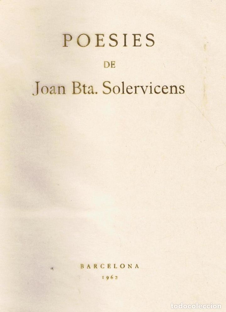 Libros: POESIES. - Solervicens.  Joan Bta - Foto 1