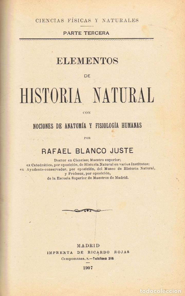 Libros: FISICA Y QUIMICA E HISTORIA NATURAL - Blanco Juste.  Rafael - Foto 3