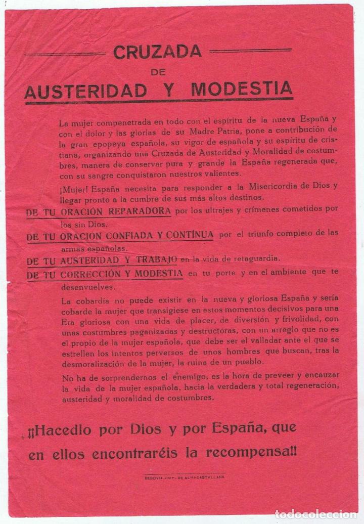 Libros: CRUZADA DE AUSTERIDAD Y MODESTIA. - Panfleto - Foto 1