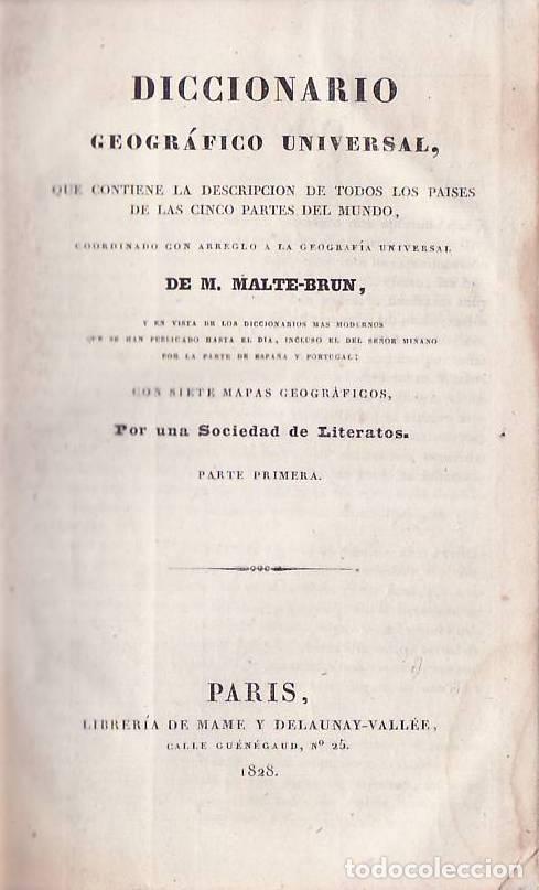 Libri di seconda mano: DICCIONARIO GEOGR&Aacute;FICO UNIVERSAL, QUE CONTIENE LA DESCRIPCI&Oacute;N DE TODOS LOS PAISES DE LAS CINCO PARTE