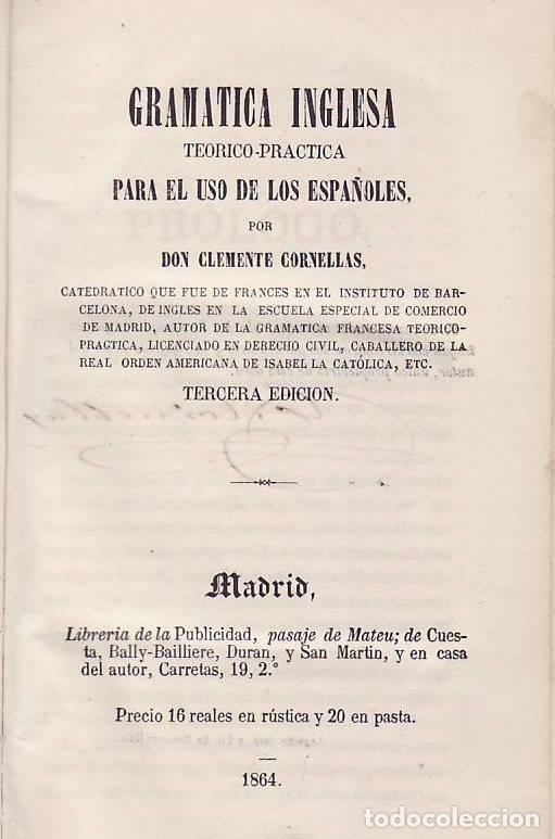 Libros: GRAMATICA INGLESA. TEORICO-PRACTICA PARA EL USO DE LOS ESPA&Ntilde;OLES. - Cornellas, Clemente. - Foto 1