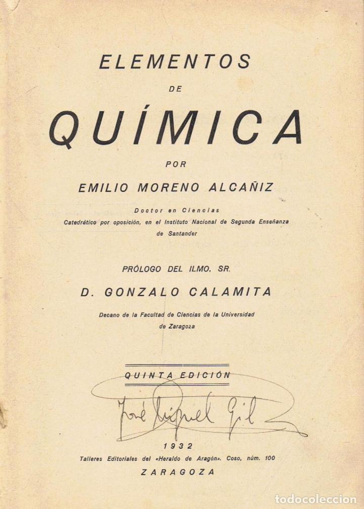 Libros: ELEMENTOS DE QU&Iacute;MICA - Moreno Alca&ntilde;iz.  Emilio - Foto 1