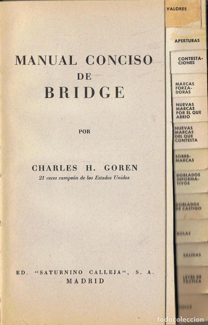 Libros: MANUAL CONCISO DE BRIDGE - Goren.  Charles H., - Foto 1