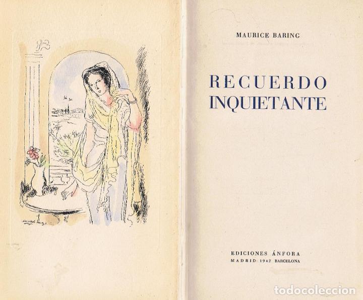 Libros: RECUERDO INQUIETANTE - Baring.  Maurice, - Foto 1