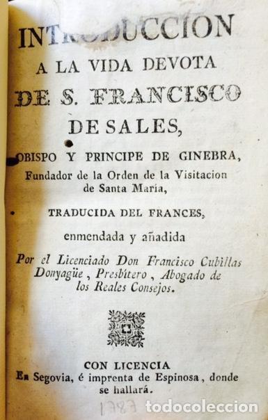 Libros: INTRODUCCI&Oacute;N A LA VIDA DEVOTA DE SAN FRANCISCO DE SALES, OBISPO Y PRINCIPE DE GINEBRA , FUNDADOR DE