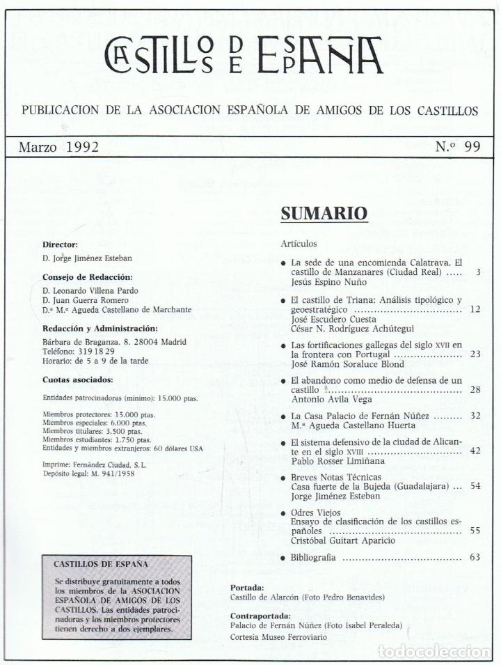 Libros: CASTILLOS DE ESPA&Ntilde;A. Septiembre 1991. N&ordm; 99. - Foto 2