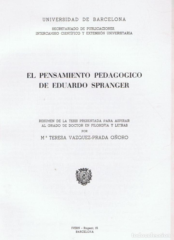 Libros: EL PENSAMIENTO PEDAG&Oacute;GICO DE EDUARDO SPRANGER - Foto 1