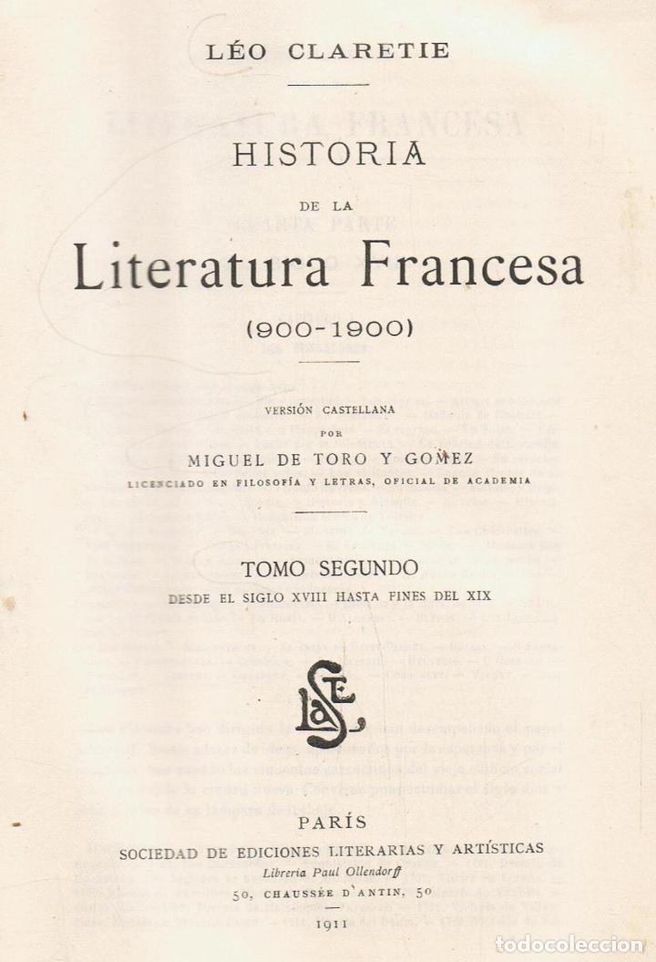 Libros: HISTORIA DE LA LITERATURA FRANCESA. 2 Tomos - Foto 2