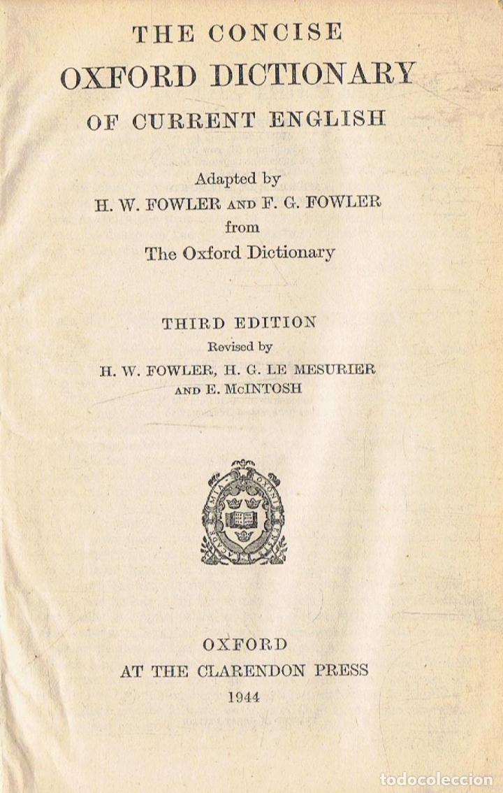 Libros: THE CONCISE OXFORD DICTIONARY OF CURRENT ENGLISH - Foto 1