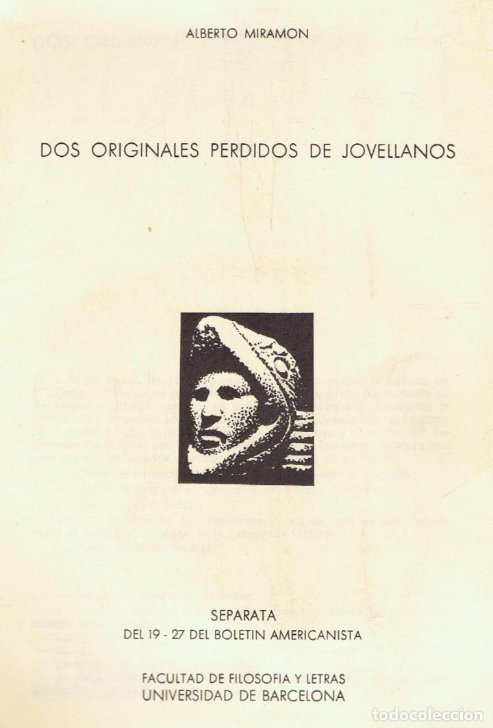 Libros: DOS ORIGINALES PERDIDOS DE JOVELLANOS - Foto 1