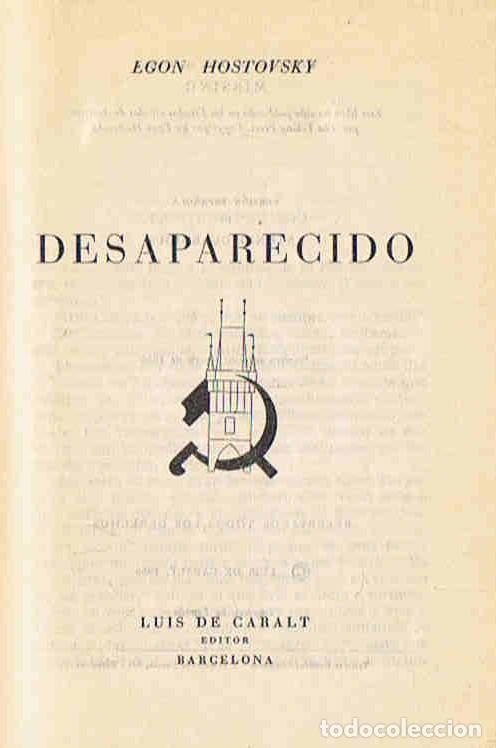 Libros: DESAPARECIDO. - Hostovsky.  Egon, - Foto 1