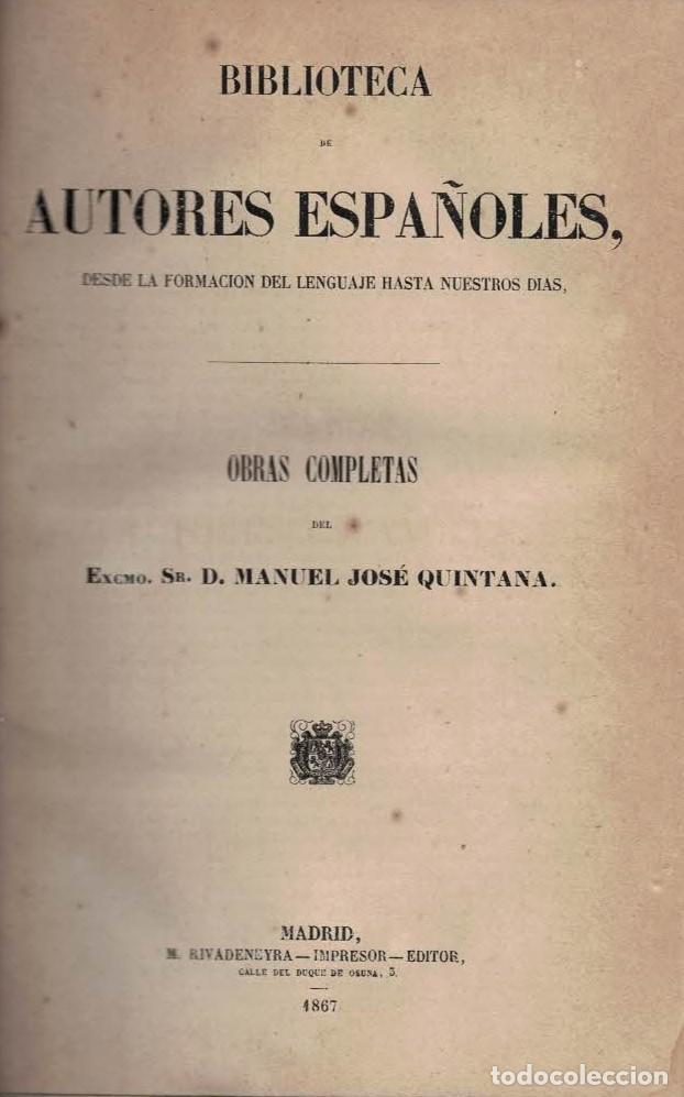 Libros: OBRAS COMPLETAS. - Quintana. Manuel Jos&eacute;, - Foto 1