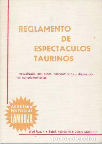 Libros: REGLAMENTO DE ESPECTACULOS TAURINOS. - Reglamento. - Foto 1