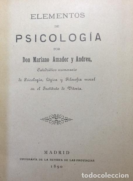 Libros: ELEMENTOS DE PSICOLOG&Iacute;A. - Amador y Andreu. Mariano, - Foto 1
