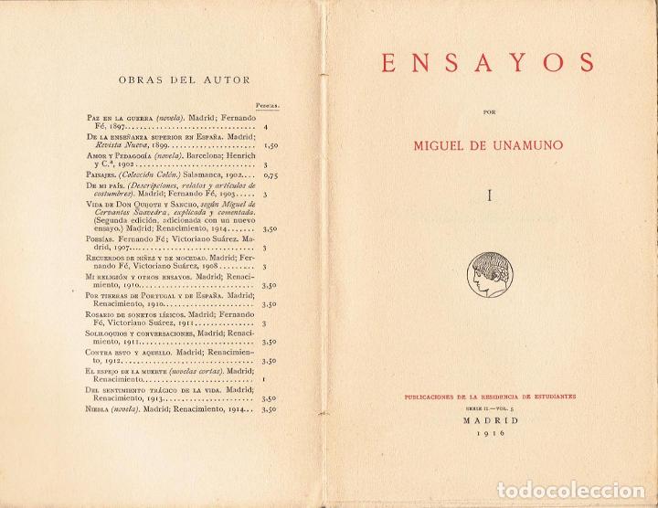 Libros: ENSAYOS. 7 TOMOS. - Unamuno Miguel de, - Foto 3
