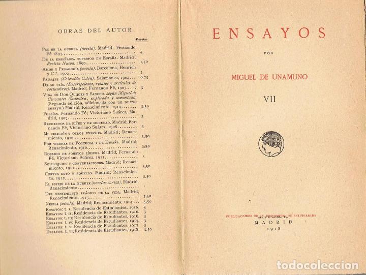 Libros: ENSAYOS. 7 TOMOS. - Unamuno Miguel de, - Foto 4