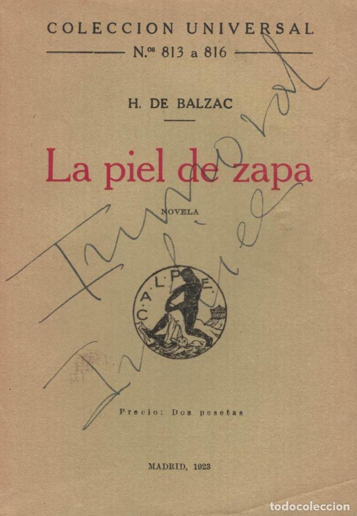 Libros: LA PIEL DE ZAPA. - Balzac. H. de, - Foto 1