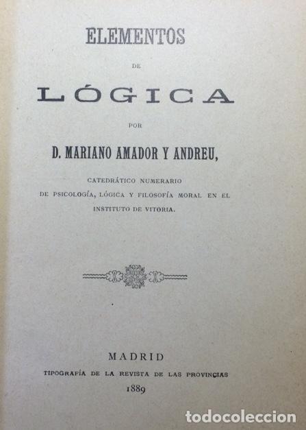 Libros: ELEMENTOS DE LOGICA. - Amador y Andreu. Mariano, - Foto 1